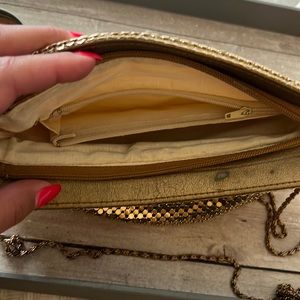 70s gold metal mesh shoulder bag